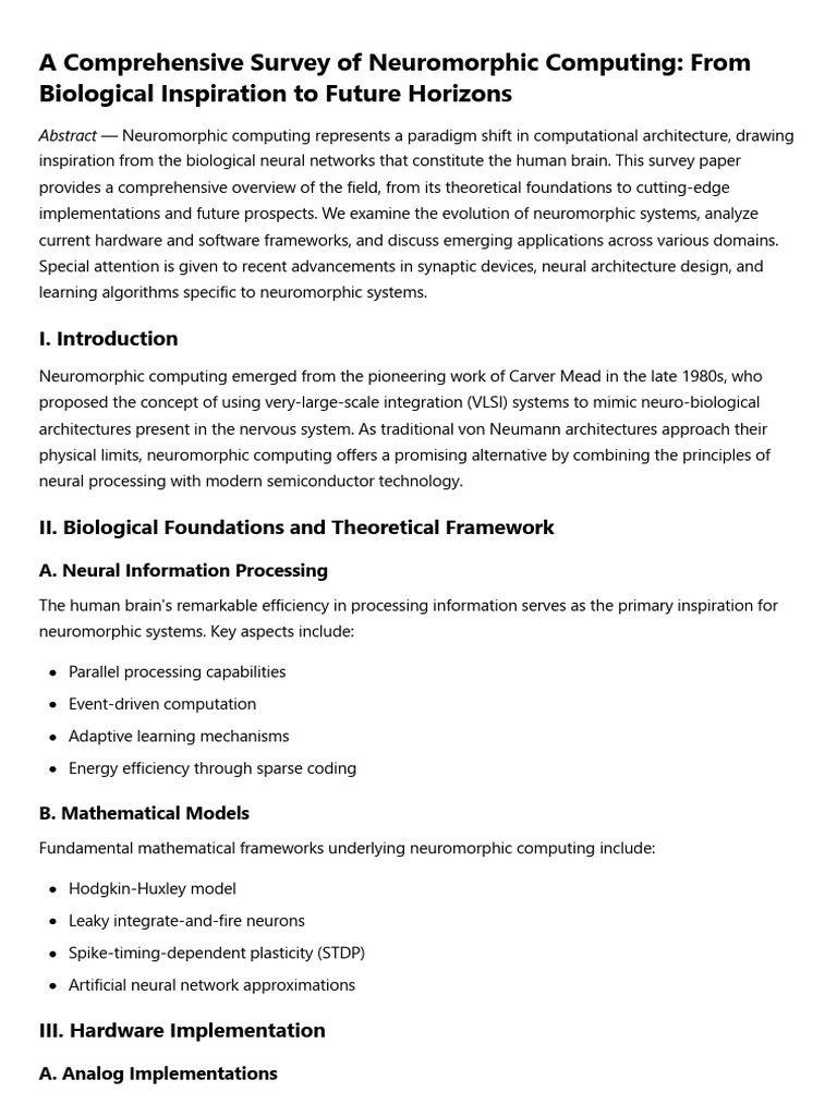 A Comprehensive Survey of Neuromorphic Computing - From Biological ...