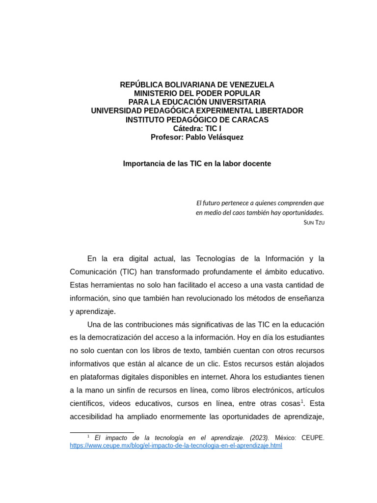 Importancia de las TIC en Educación | PDF | Enseñando | Tecnología de ...