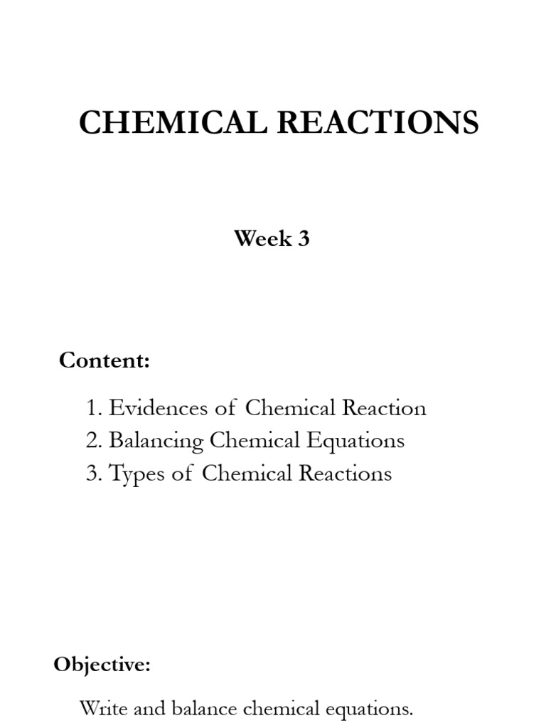 Lesson 3 - CHEMICAL REACTIONS | PDF | Oxide | Chemical Reactions