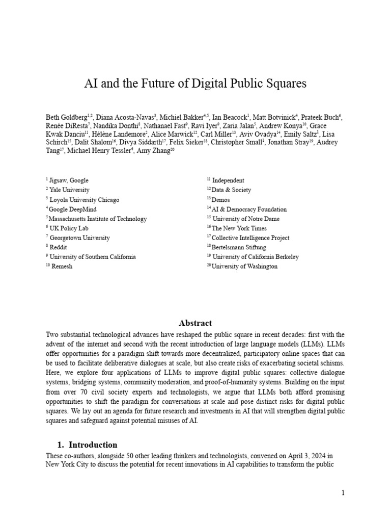 Enhancing Digital Public Squares with AI | PDF | Artificial ...