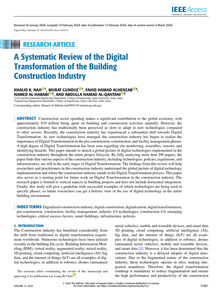 Digital Transformation in Construction | PDF | Internet Of Things ...