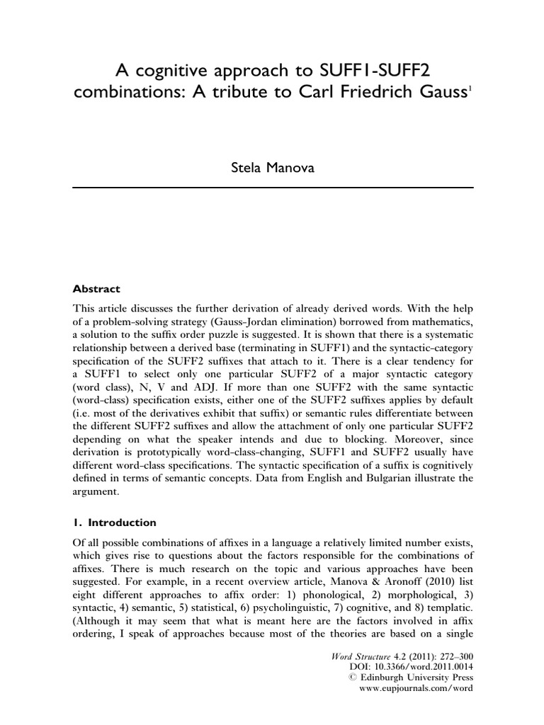 2011 A Cognitive Approach To SUFF1 SUFF2 | PDF | Part Of Speech ...