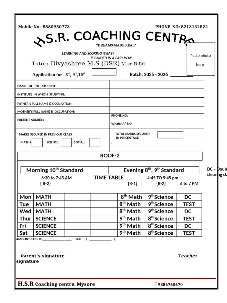 Coaching Application for 8th-10th Grade | PDF
