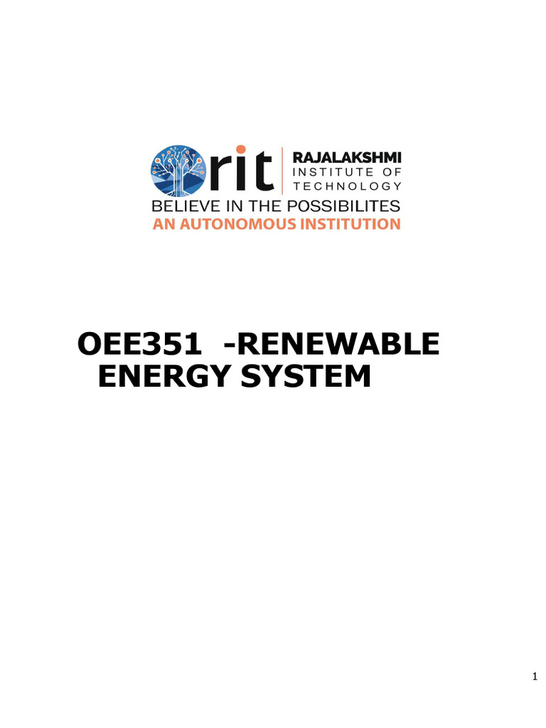 OEE351 Renewable Energy Systems Overview | PDF | Greenhouse Effect ...