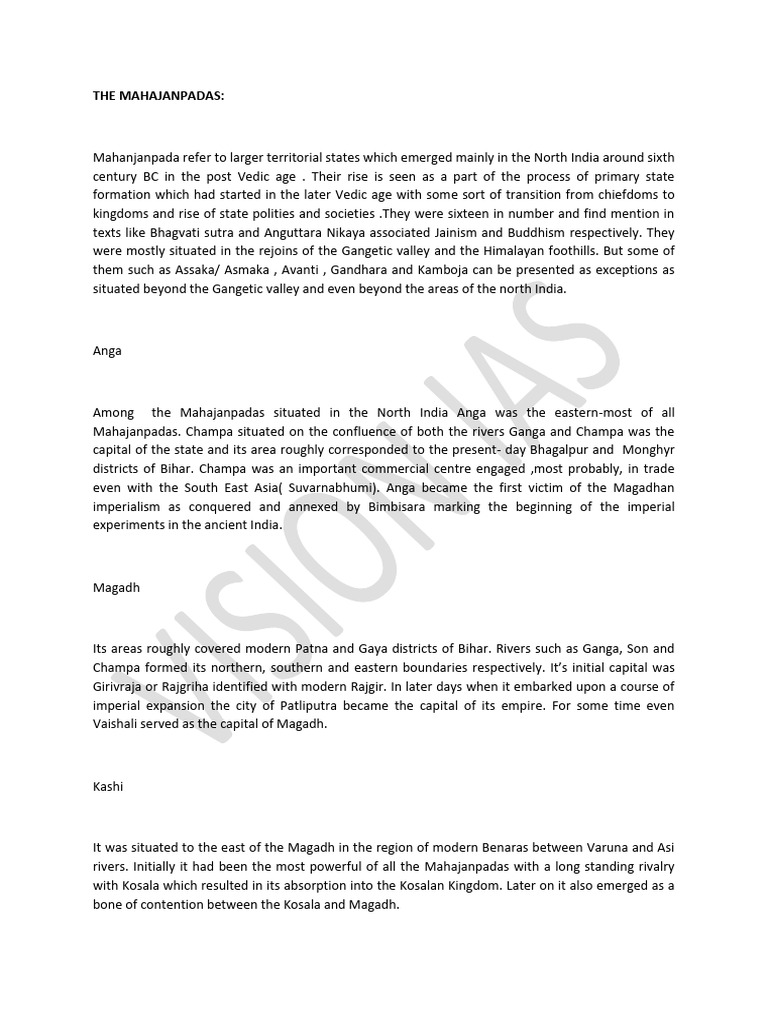 Overview of Mahajanpadas and Capitals | PDF | Ancient India