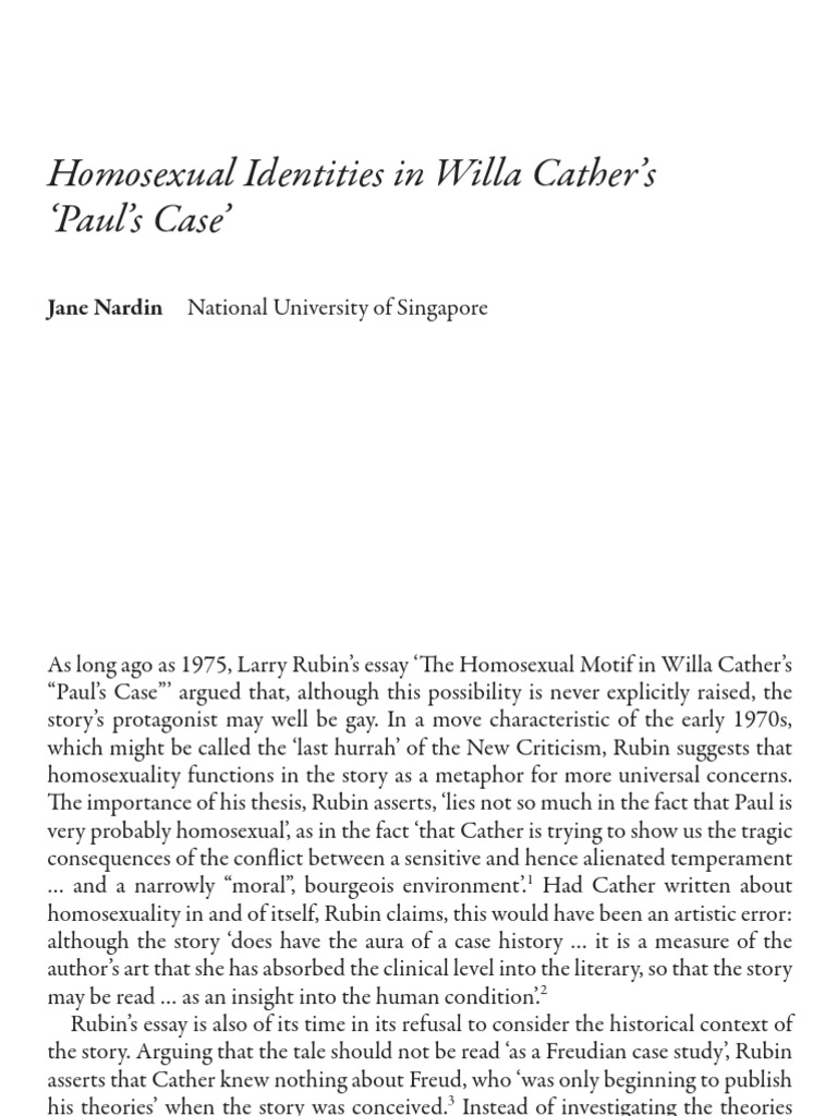 Exploring Historical Contexts in Willa Cather's 'Paul's Case' A