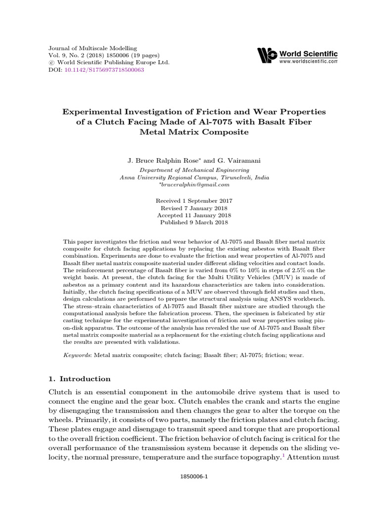 Experimental Investigation of Friction and Wear Properties | PDF ...