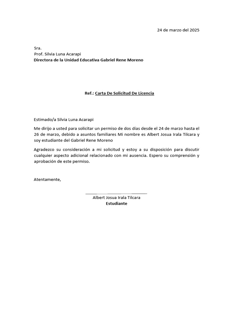 Carta de Solicitud de Licensia | PDF