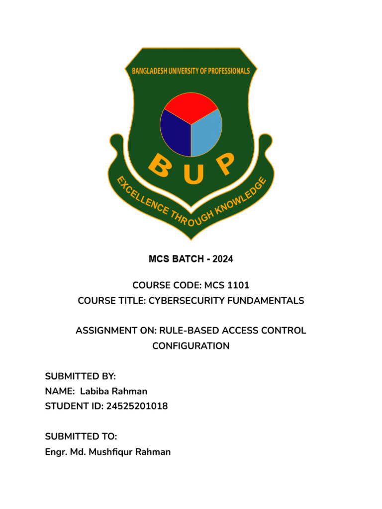 24525201018_Labiba Rahman (RuBAC) | PDF | Firewall (Computing ...