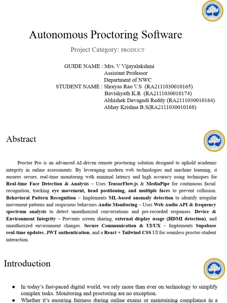 AI-Driven Autonomous Proctoring Software | PDF | Artificial ...