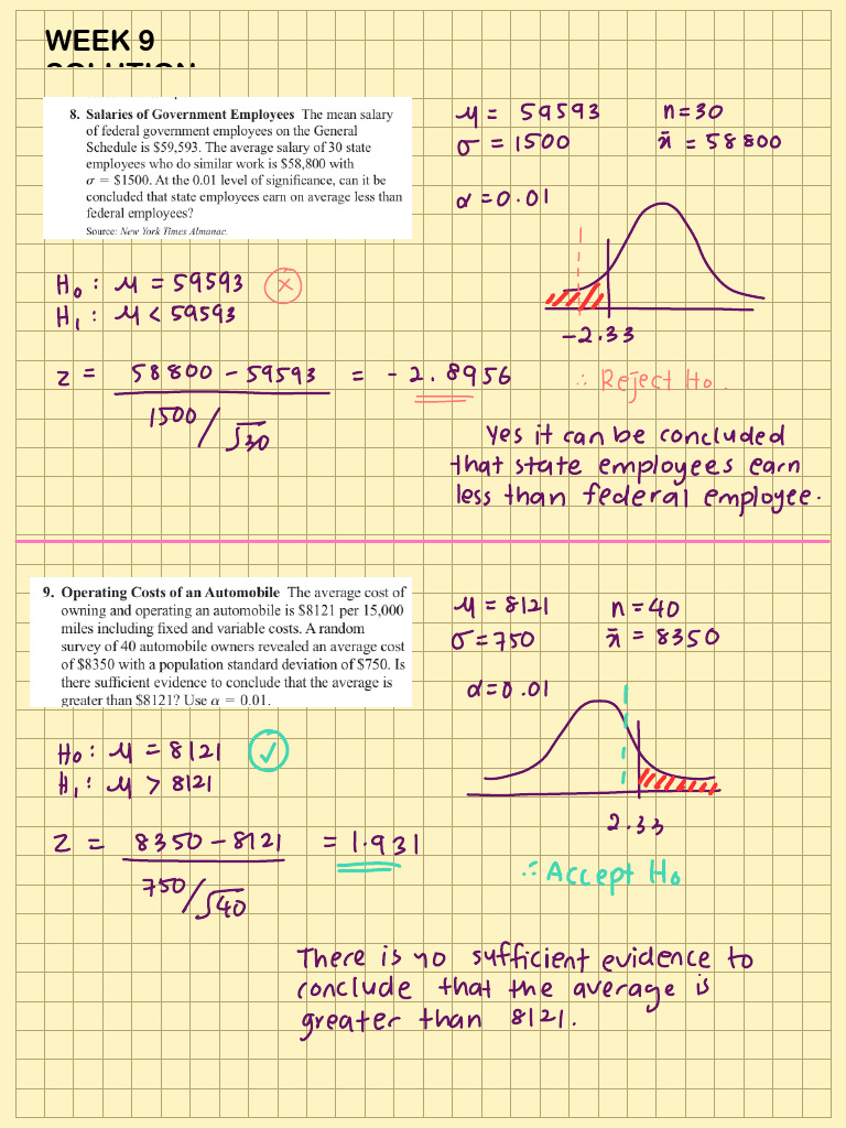 Exercise One Sample Test of Hypothesis | PDF