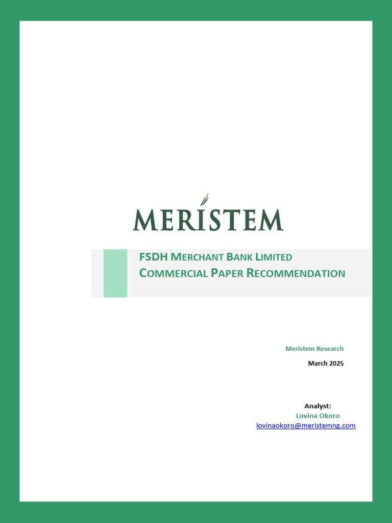 FSDH Merchant Bank Commercial Paper Offer | PDF | Inflation | Banks