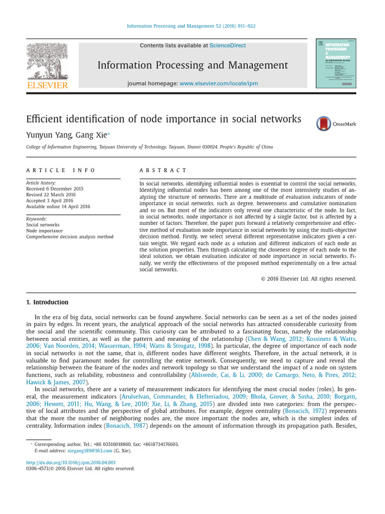 Node Importance in Social Networks Analysis | PDF | Social Network ...