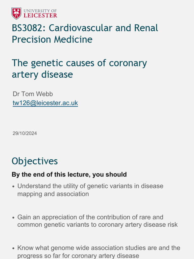 Genetic Insights into Coronary Artery Disease | PDF | Single Nucleotide ...