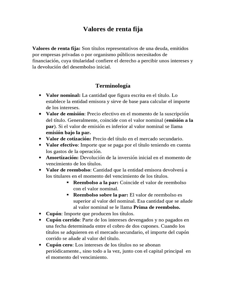 Guía de Valores de Renta Fija | PDF | Renta Fija | Dinero