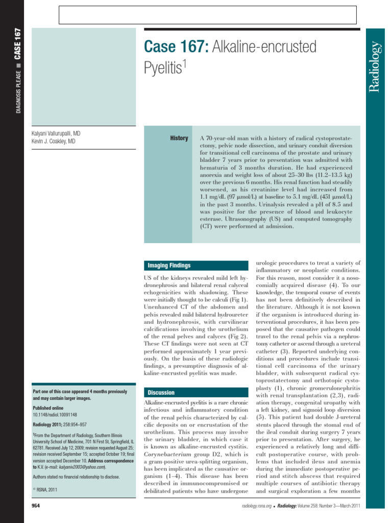 Vallurupalli Coakley 2011 Case 167 Alkaline Encrusted Pyelitis | PDF ...