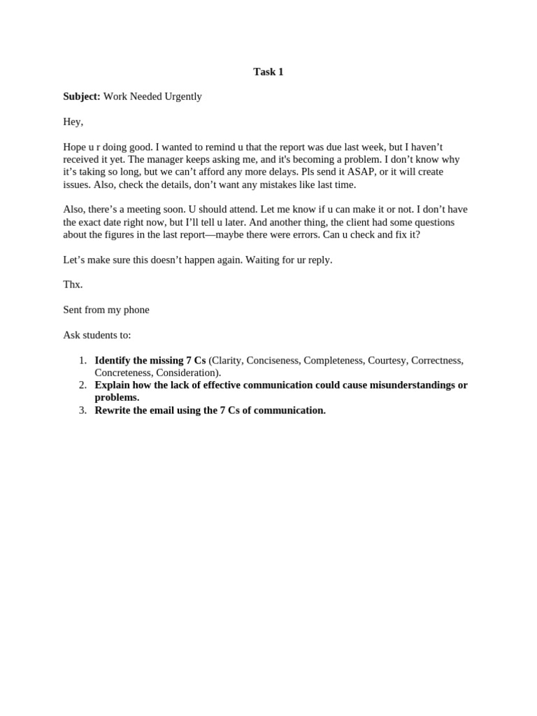 7cs Tasks | PDF