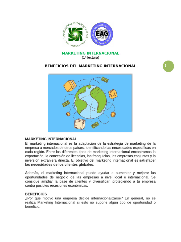 Beneficios del Marketing Internacional | PDF | Marketing | Business