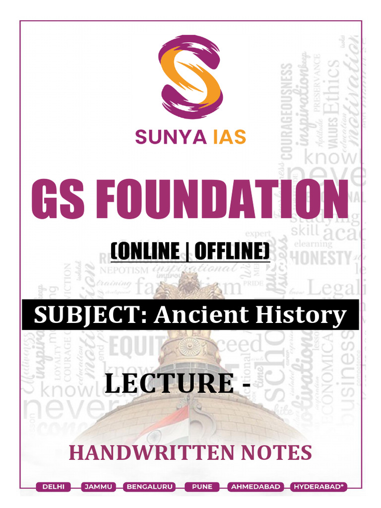 Ancient History - L2 - Sunya IAS - GS Foundation | PDF