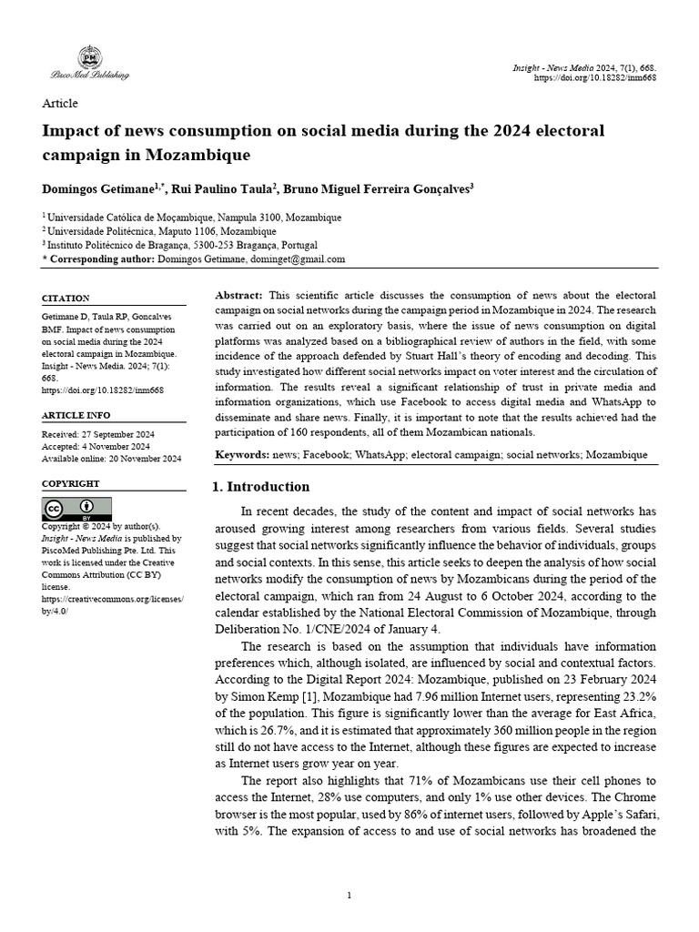 News Consumption on Social Media in Mozambique | PDF | Social Media ...