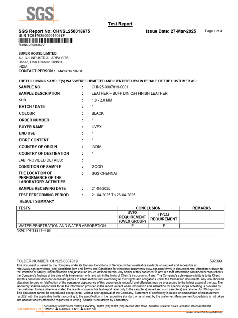 SGS Leather Test Report Summary | PDF | Forgery | Information