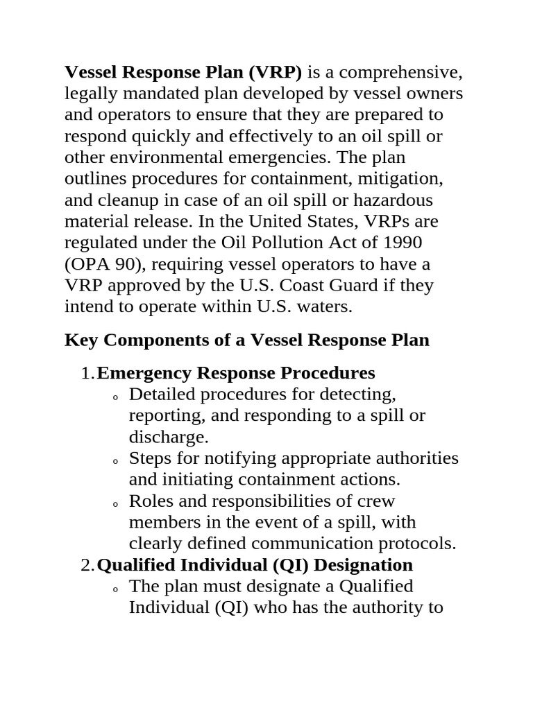SM148 12.2.7 Vessel Response Plan | PDF | Oil Spill | Environmental Issues
