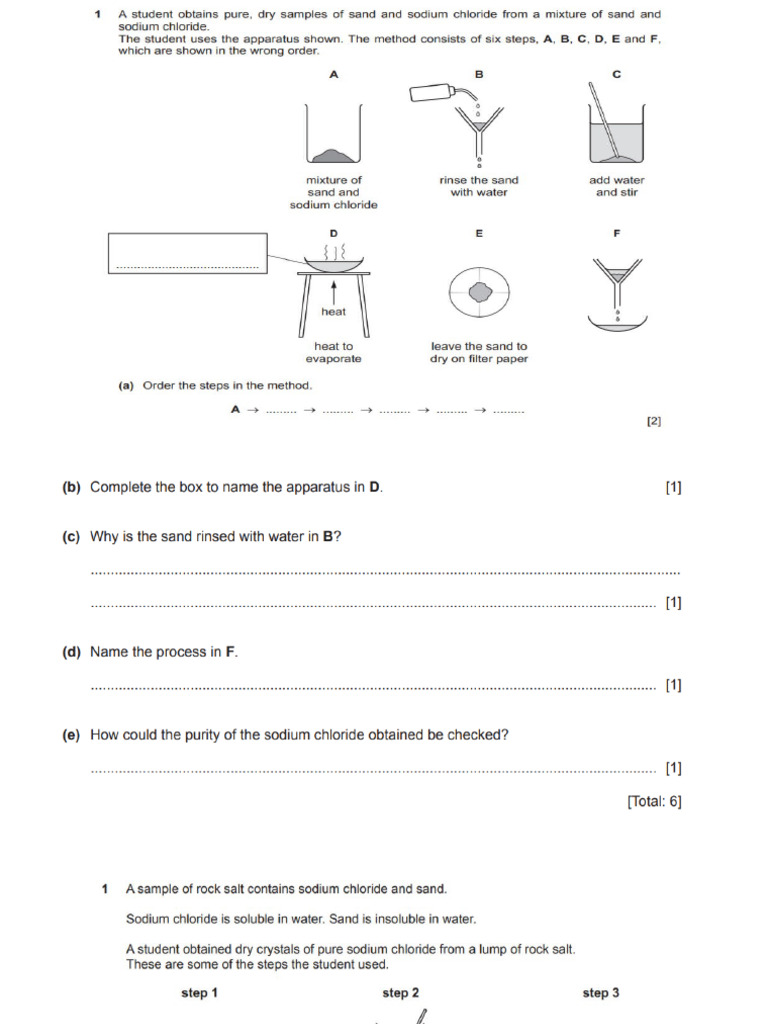 Past Paper Separating Mixture Practise | PDF