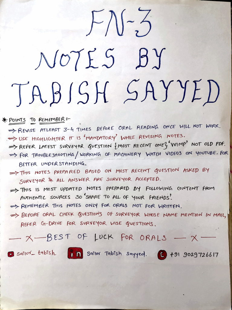 FN-3 Safety Notes by Tabish Sayyed (Updated) | PDF