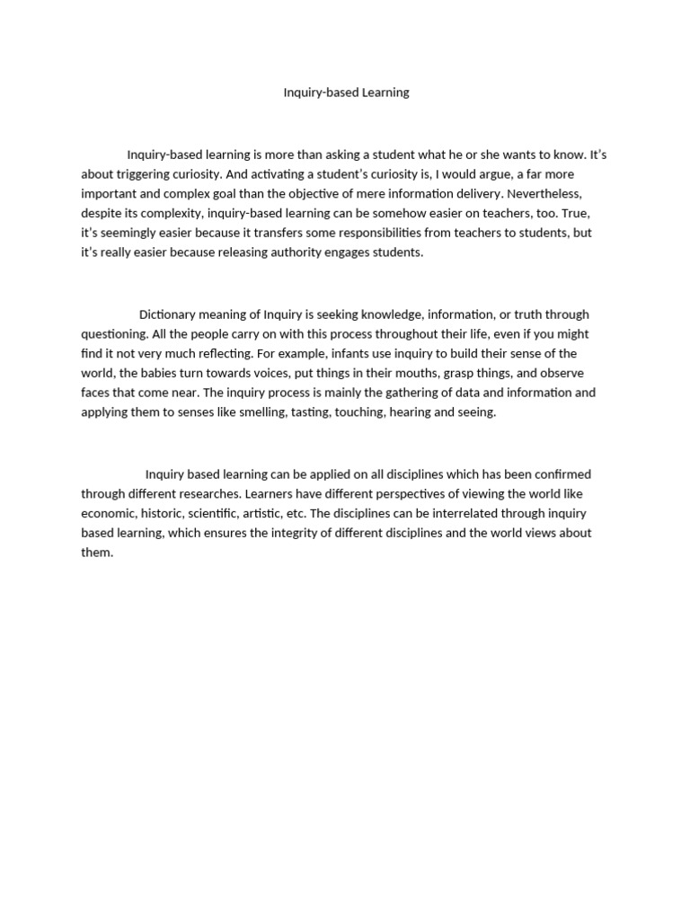 Benefits of Inquiry-Based Learning | PDF