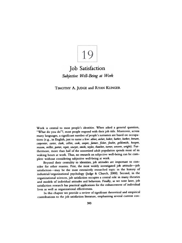 Job Satisfaction Subjective Well Being A | PDF | Job Satisfaction ...
