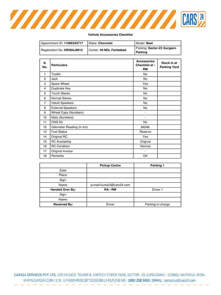 Vehicle-Accessories-Checklist | PDF | Automotive Technologies | Chevrolet