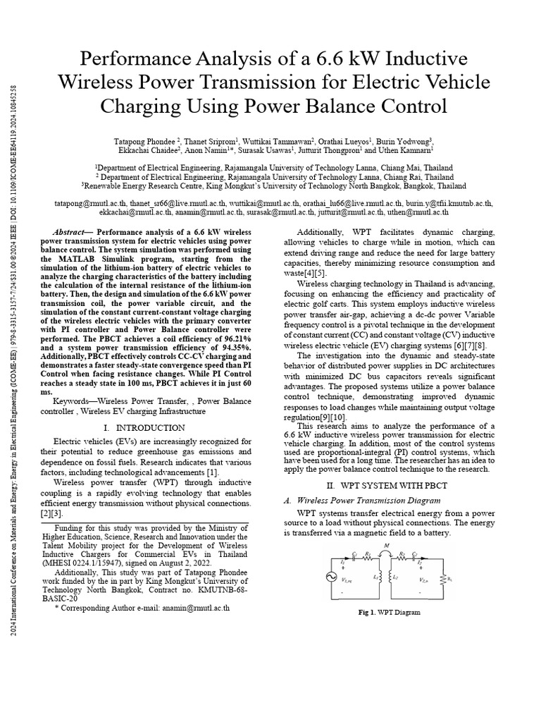 6.6 kW Wireless EV Charging Analysis | PDF | Inductor | Inductance