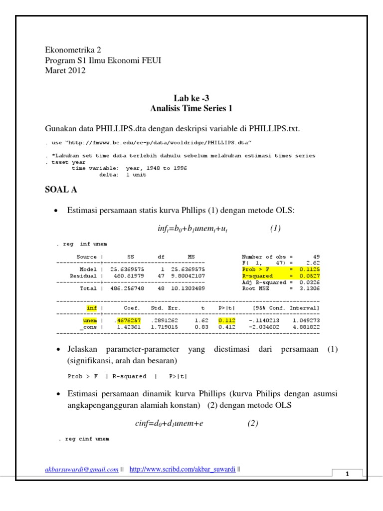 Analisis Time Series Kurva Phillips | PDF
