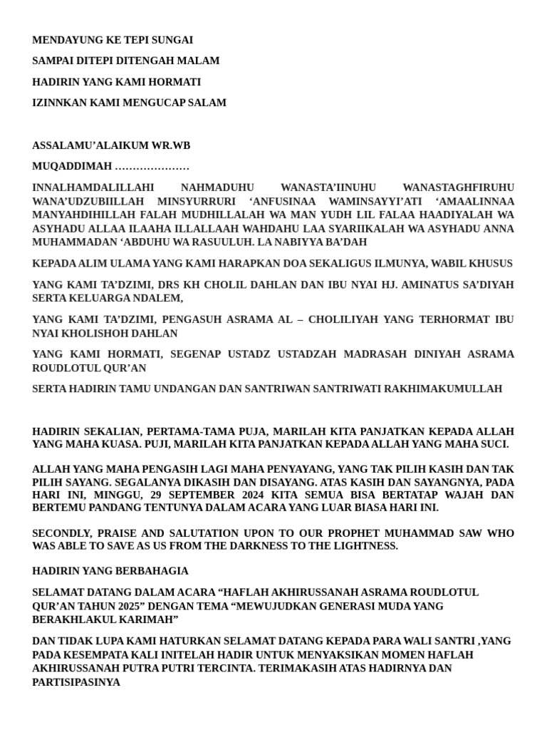 Haflah Akhirussanah 2025 Roudlotul Qur'an | PDF
