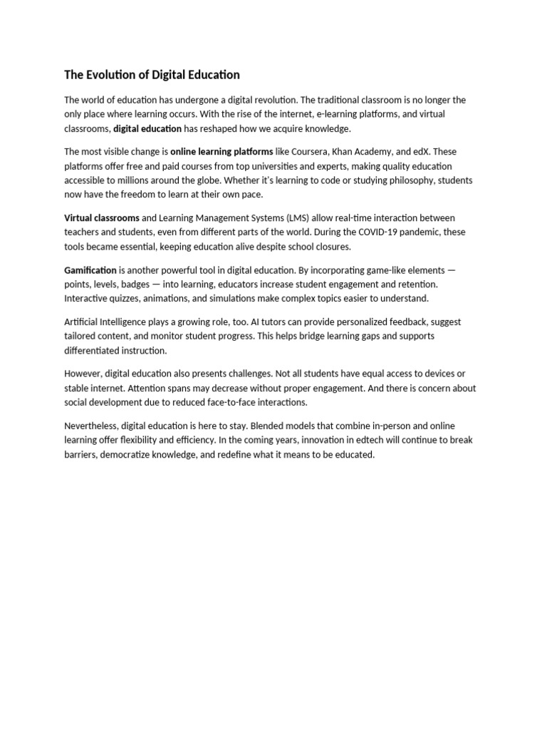 The Evolution of Digital Education | PDF
