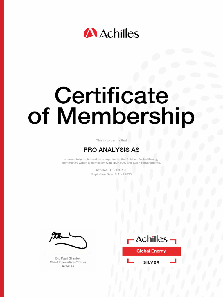 PRO ANALYSIS AS Membership Certificate | PDF