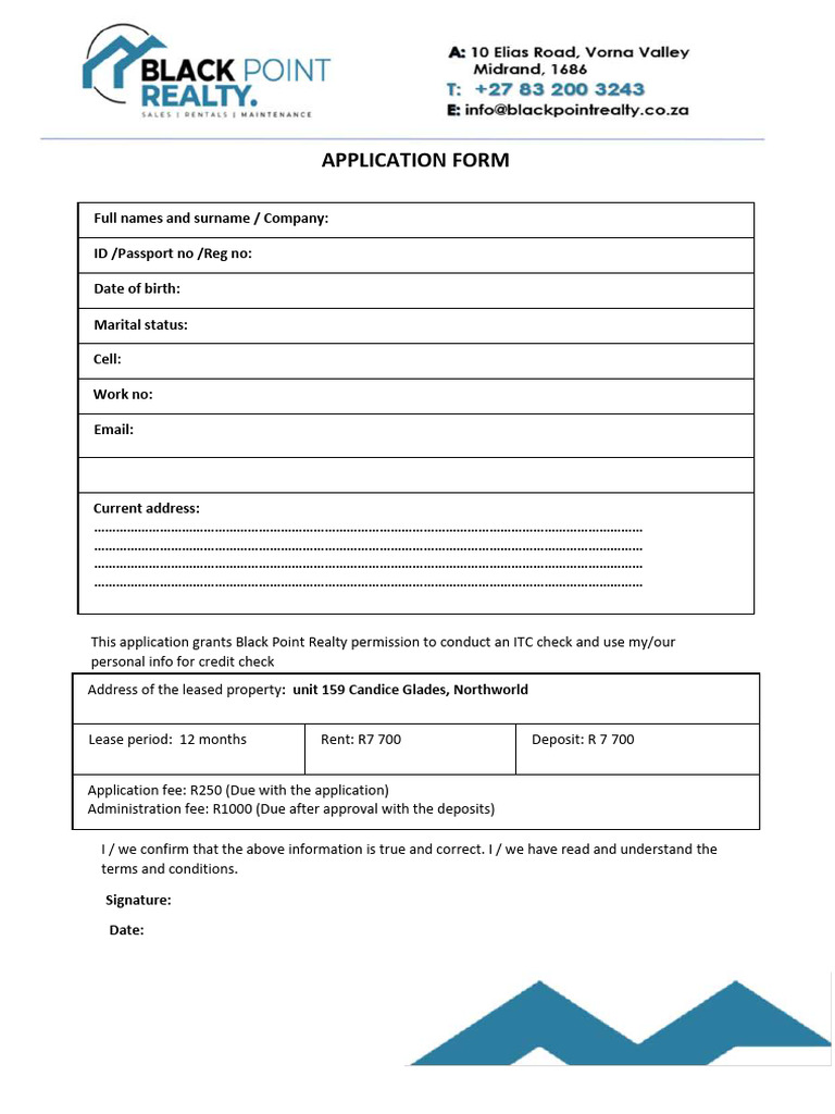 Rental Application Form 1 | PDF