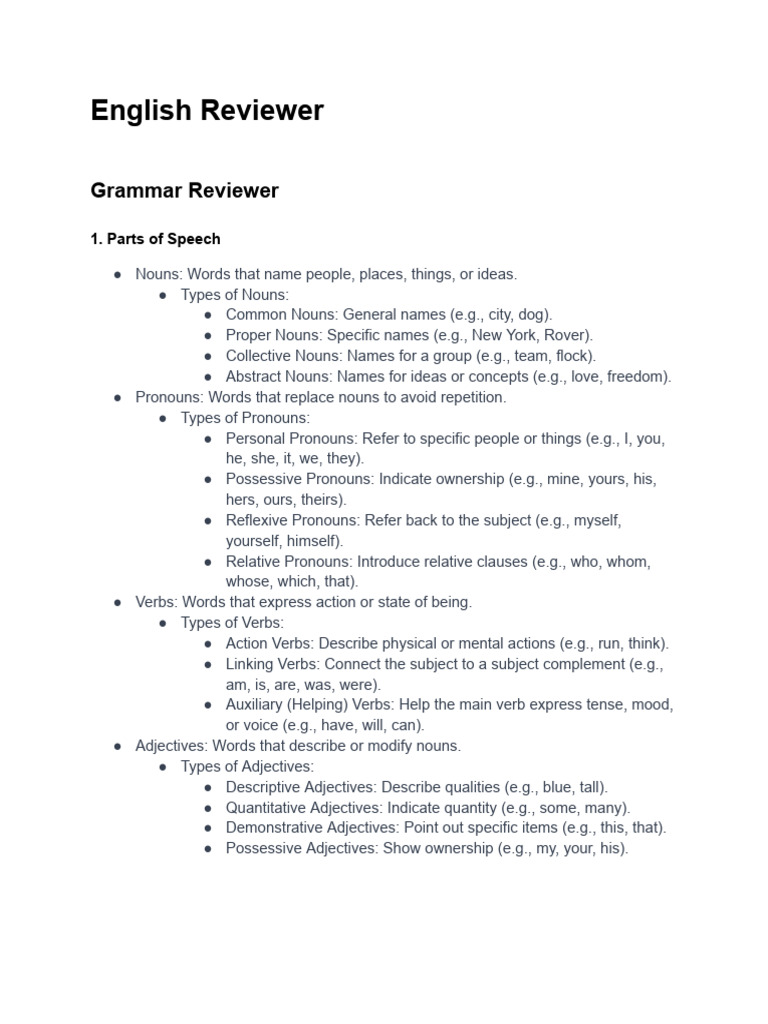 English Reviewer | PDF | Noun | Adverb