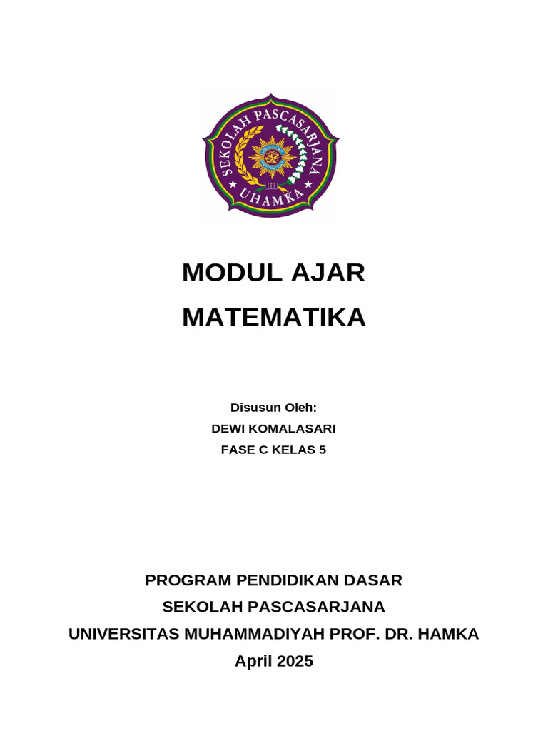Modul Ajar Matematika Kelas 5 | PDF