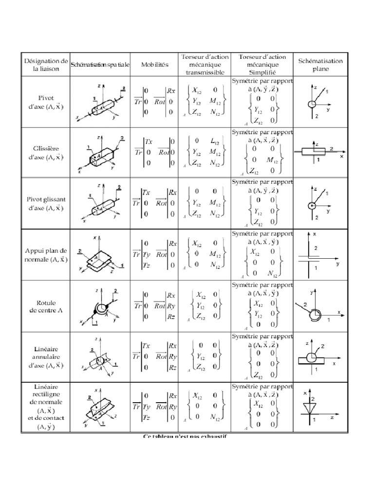 Torseurs Des Actions Mécaniques Liaisons Parfaites PDF — free download