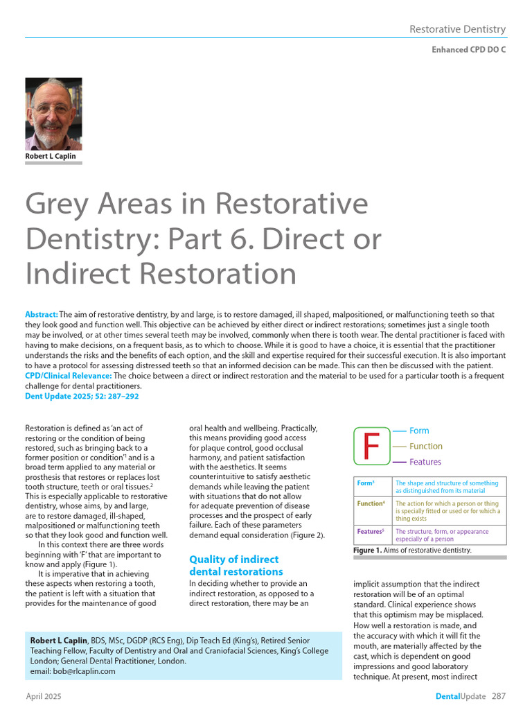 Restorability Index in Dental Restorations | PDF | Dentistry ...