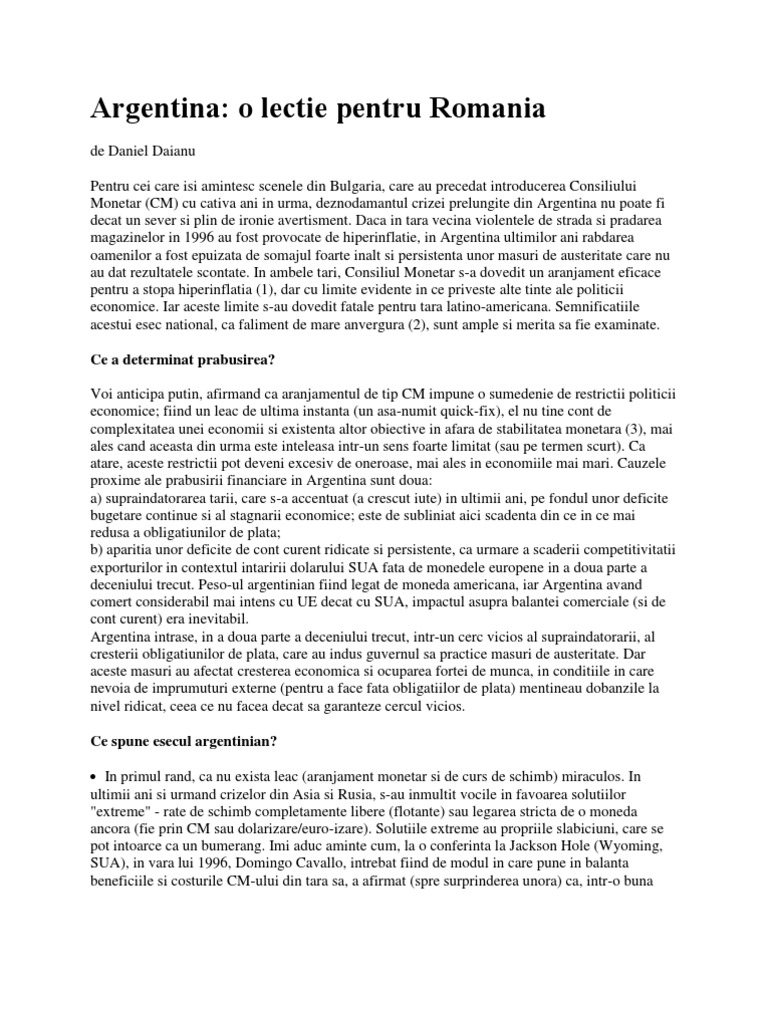 Consiliul Monetar Argentina | PDF