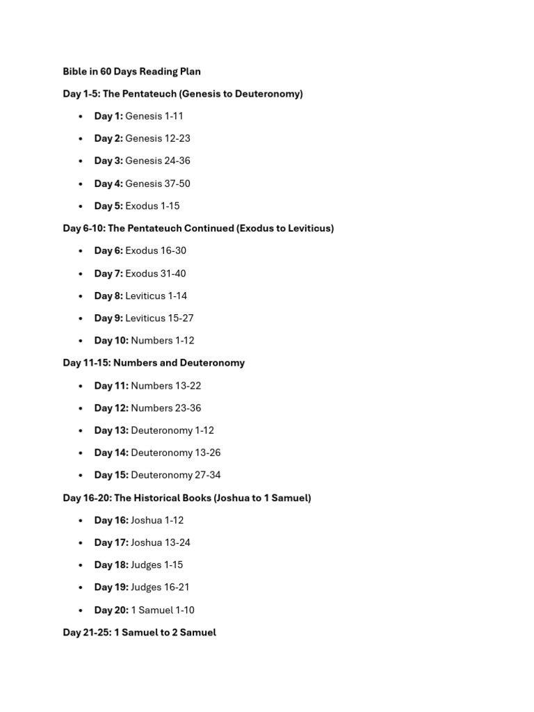 60-Day Bible Reading Plan | PDF | Books Of Chronicles | Book Of Genesis