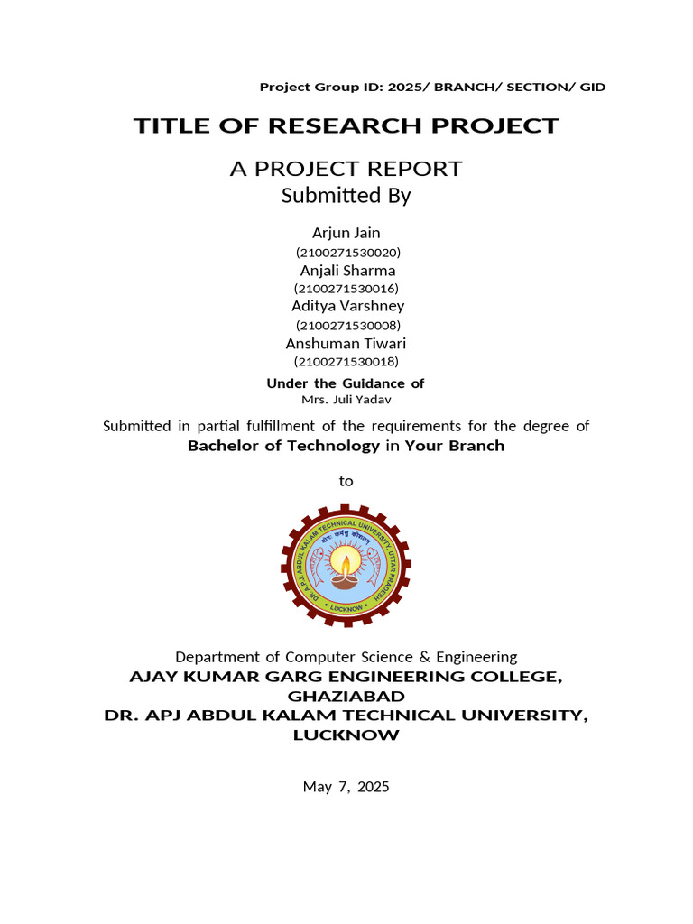 B.Tech Project Report on Research Study | PDF | Machine Learning | Crimes