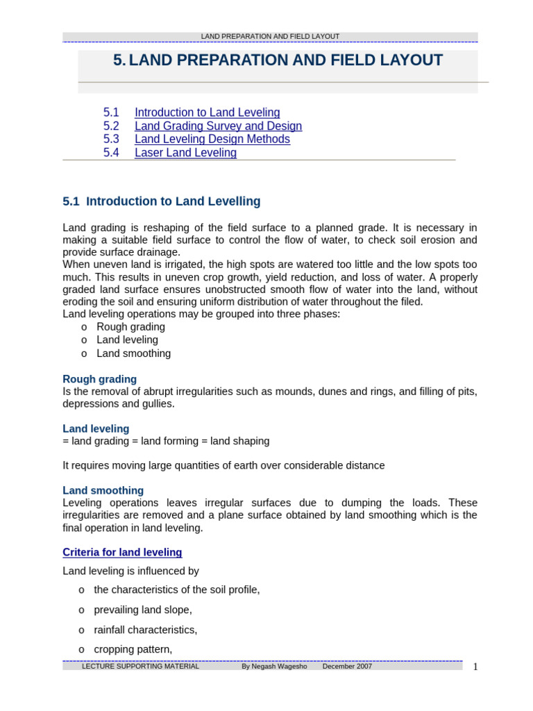 Land Leveling Techniques and Design | PDF