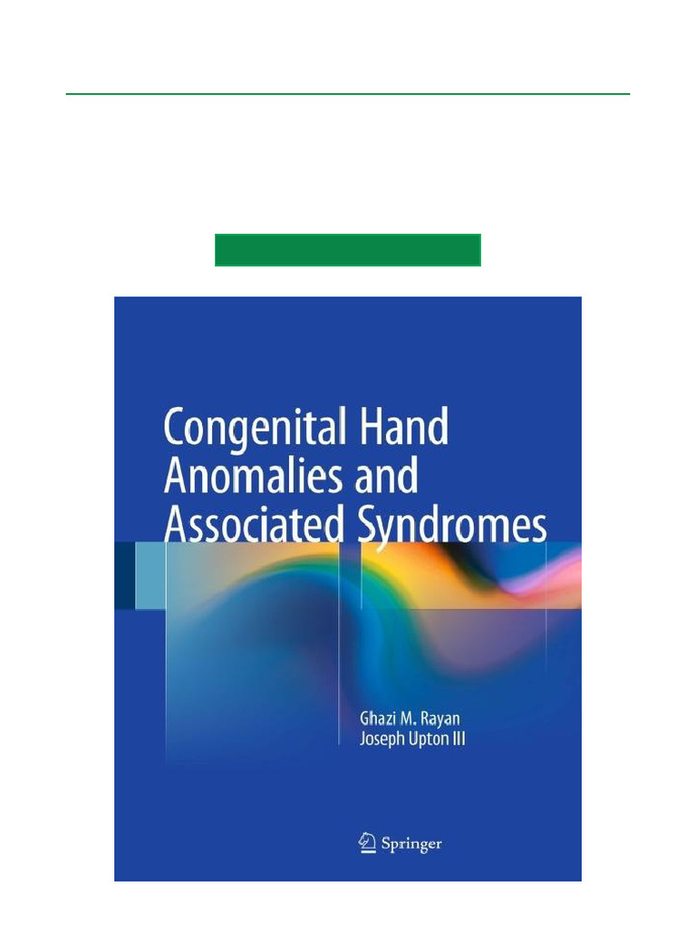 Best Offer Congenital Hand Anomalies and Associated Syndromes Textbook ...