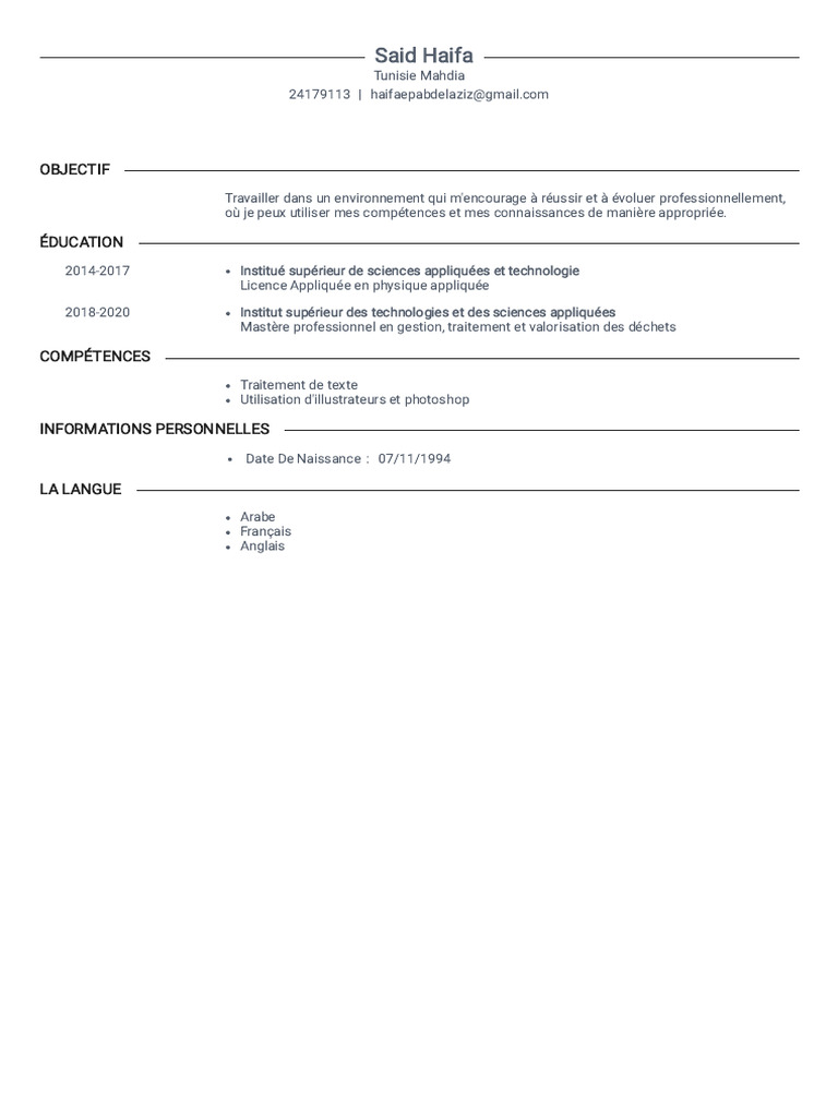 CV de Said Haifa - Compétences et Éducation | PDF