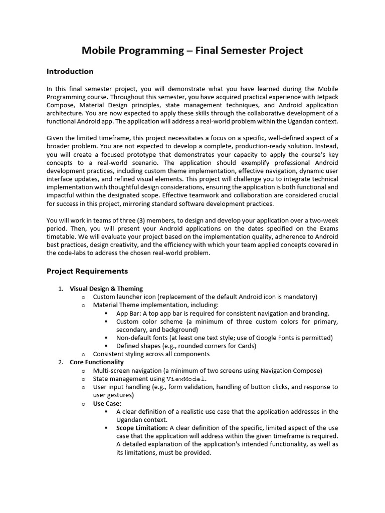Mobile Programming Final Semester Project-V3 | PDF | Use Case | Android ...