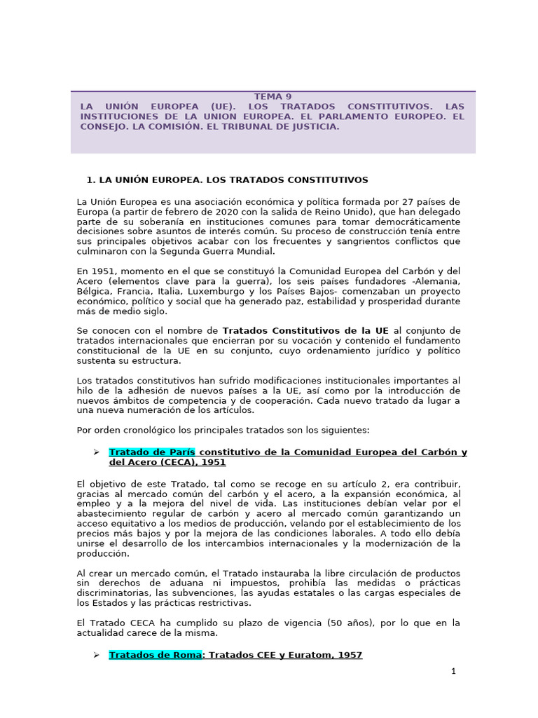 Estructura y Tratados de la UE | PDF | Comisión Europea | Política mundial