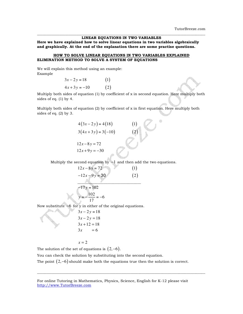 Solving Linear Equations Methods | PDF | Equations | Elementary Mathematics